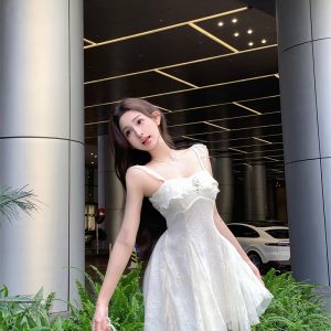 Embroidered Sleeveless A-Line Mini Dress for Women Summer