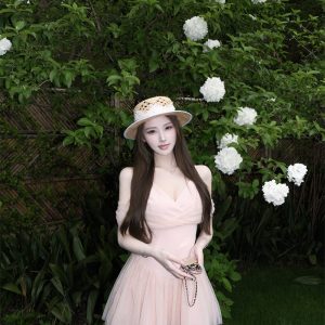 Sweet Ballet Style Cross Mesh Spliced Waist Cinched Dress