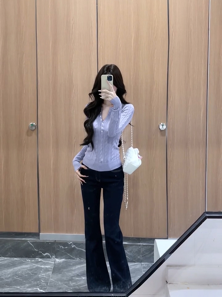 Lilac Knit Top Women French Style Slimming Fall 2026 - Image 4